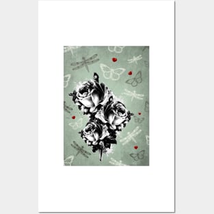 Abstract Roses, Butterflies and Dragonflies Posters and Art